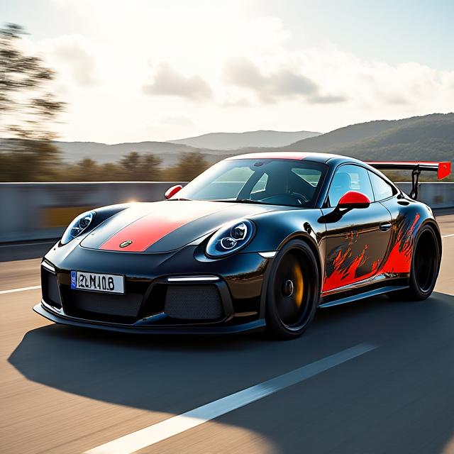 Porsche 911 with custom livery and aftermarket wheels